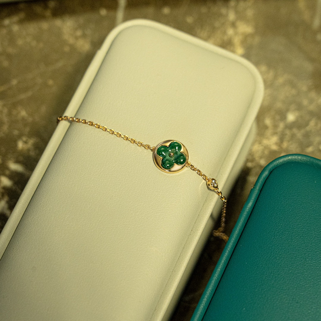 [Royal Top]SUN MALACHITE 1 DIAMOND PINK GOLD BRACELET