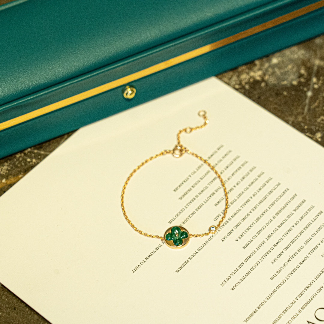 [Royal Top]SUN MALACHITE 1 DIAMOND PINK GOLD BRACELET