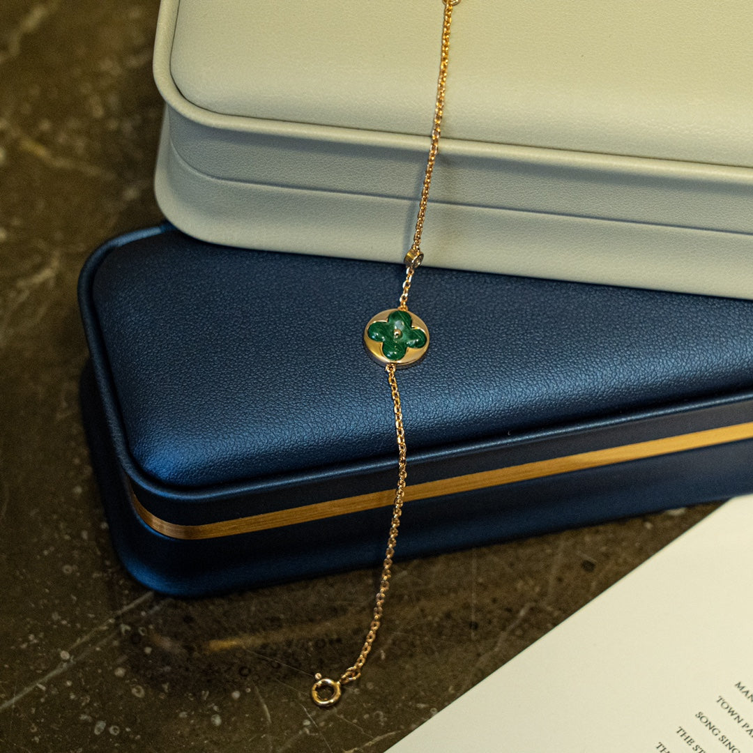 [Royal Top]SUN MALACHITE 1 DIAMOND PINK GOLD BRACELET