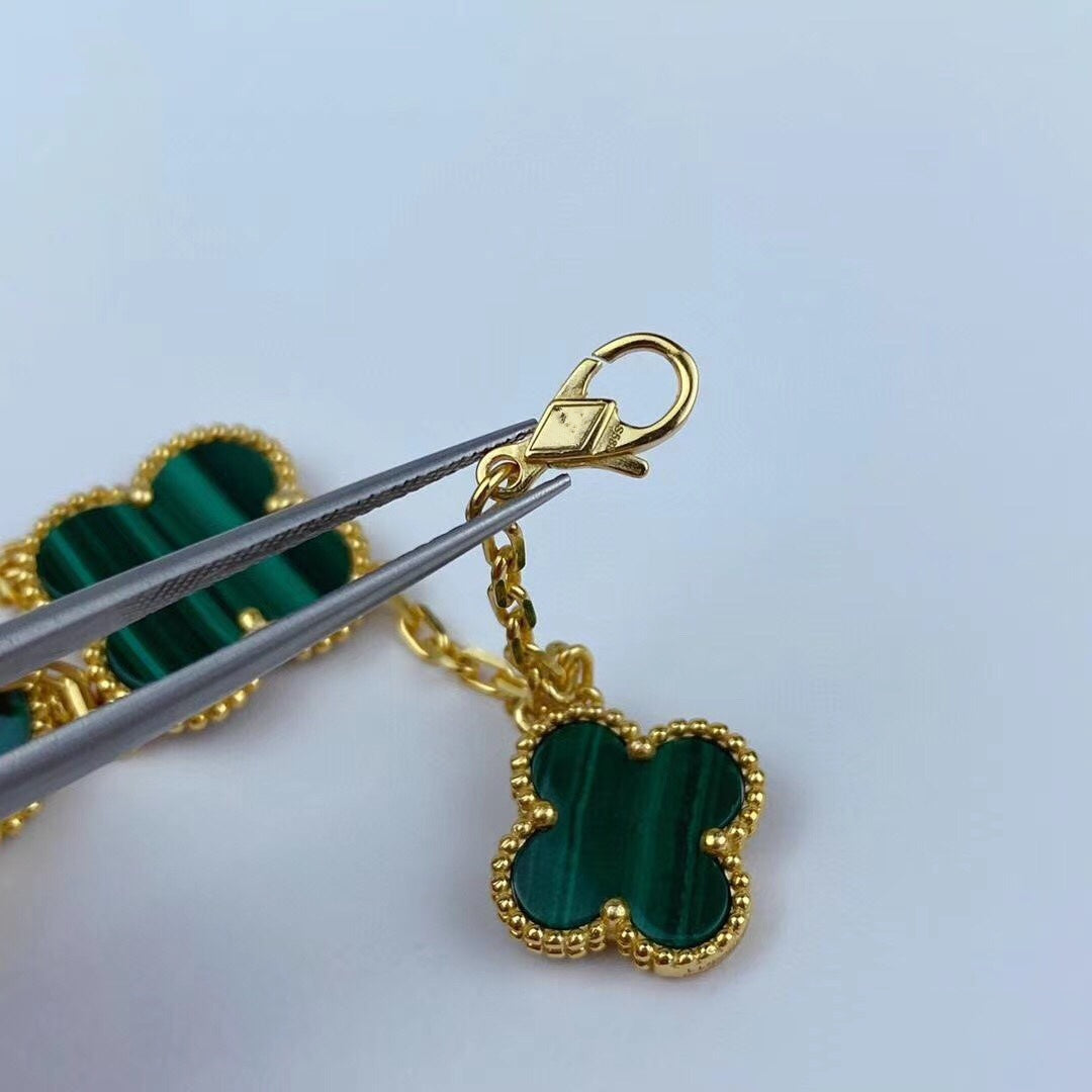 [Royal Top]MAGIC CLOVER MALACHITE GOLD BRACELET 5 MOTIFS