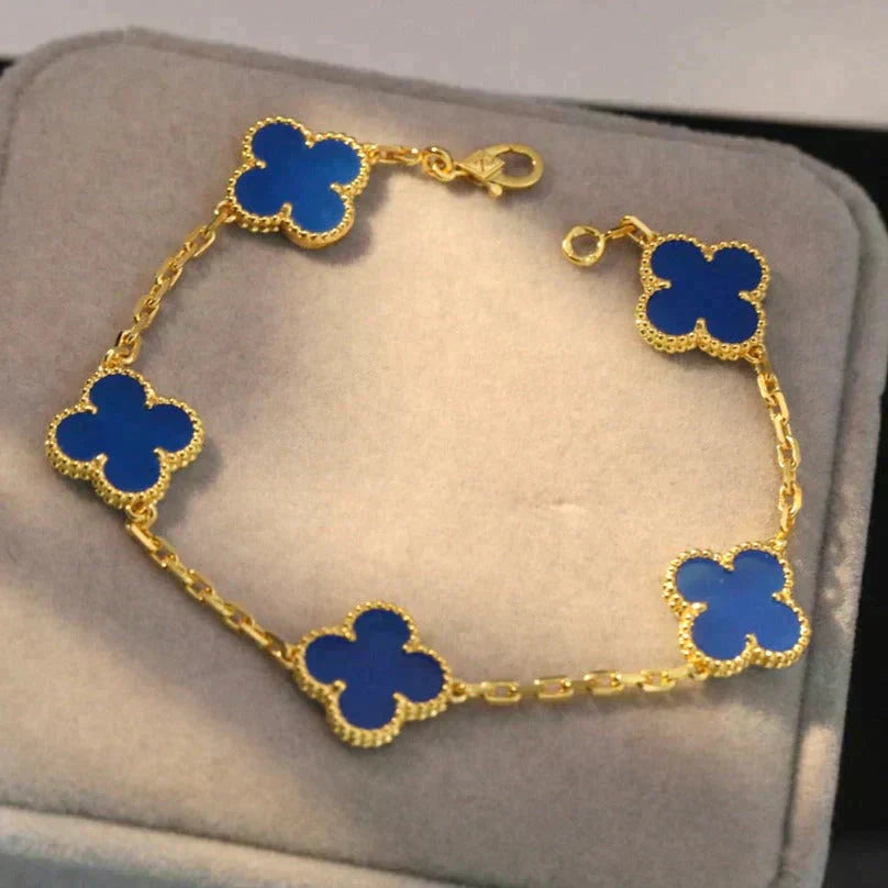 [Royal Top] CLOVER 5 MOTIF BLUE AGATE BRACELET COLLECTION