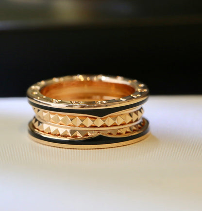 [Royal Top]ZERO 1 PINK GOLD BLACK CERAMIC RING