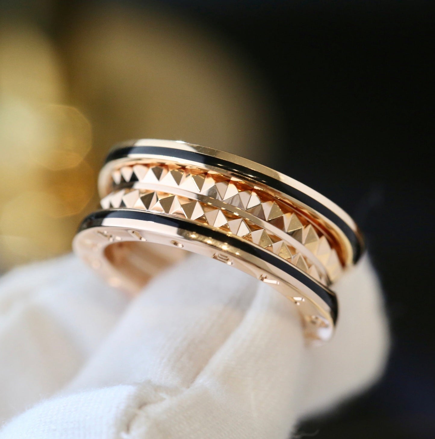 [Royal Top]ZERO 1 PINK GOLD BLACK CERAMIC RING