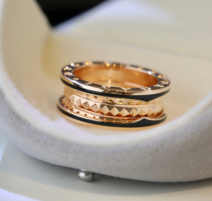 [Royal Top]ZERO 1 PINK GOLD BLACK CERAMIC RING
