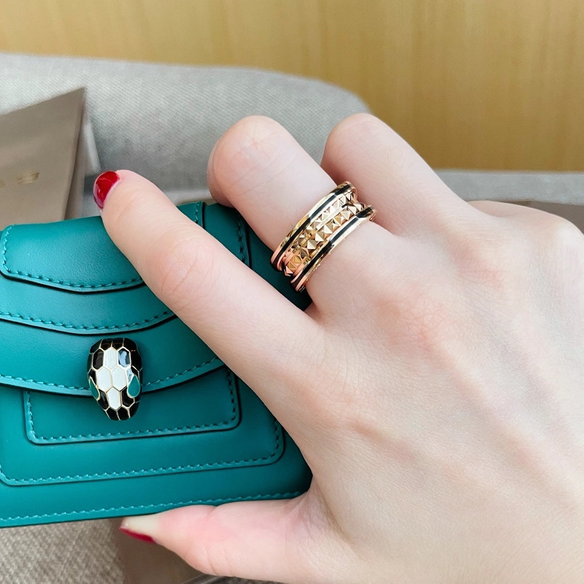 [Royal Top]ZERO 1 PINK GOLD BLACK CERAMIC RING