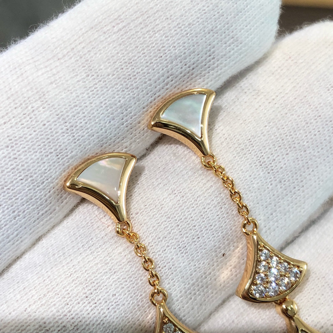 [Royal Top]DREAM EARRINGS 3 MOTIFS DIAMOND MOP PINK GOLD