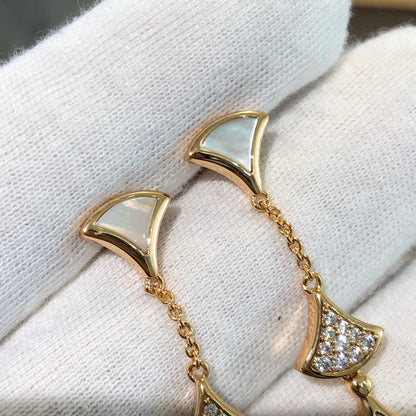 [Royal Top]DREAM EARRINGS 3 MOTIFS DIAMOND MOP PINK GOLD