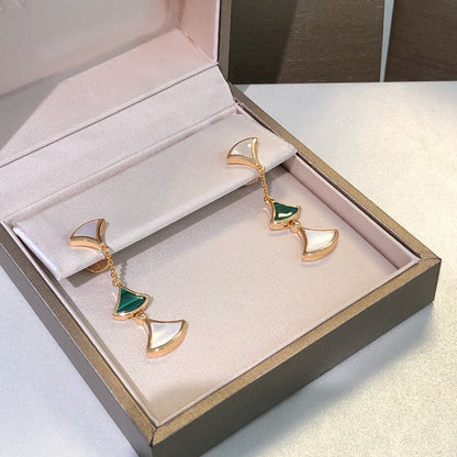 [Royal Top]DREAM EARRINGS 3 MOTIFS MALACHITE MOP PINK GOLD