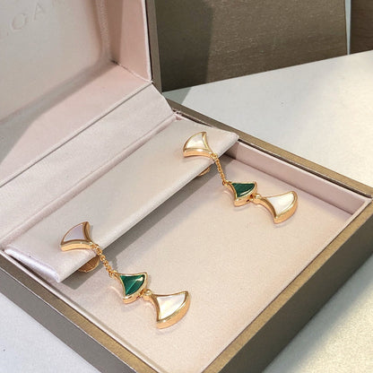[Royal Top]DREAM EARRINGS 3 MOTIFS MALACHITE MOP PINK GOLD