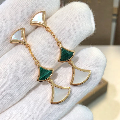 [Royal Top]DREAM EARRINGS 3 MOTIFS MALACHITE MOP PINK GOLD