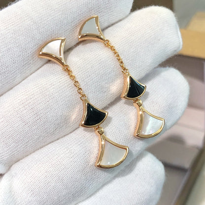 [Royal Top]DREAM EARRINGS 3 MOTIFS ONYX MOP PINK GOLD