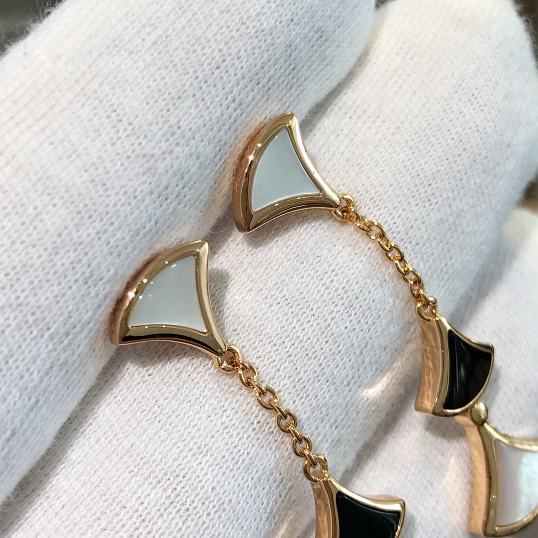 [Royal Top]DREAM EARRINGS 3 MOTIFS ONYX MOP PINK GOLD