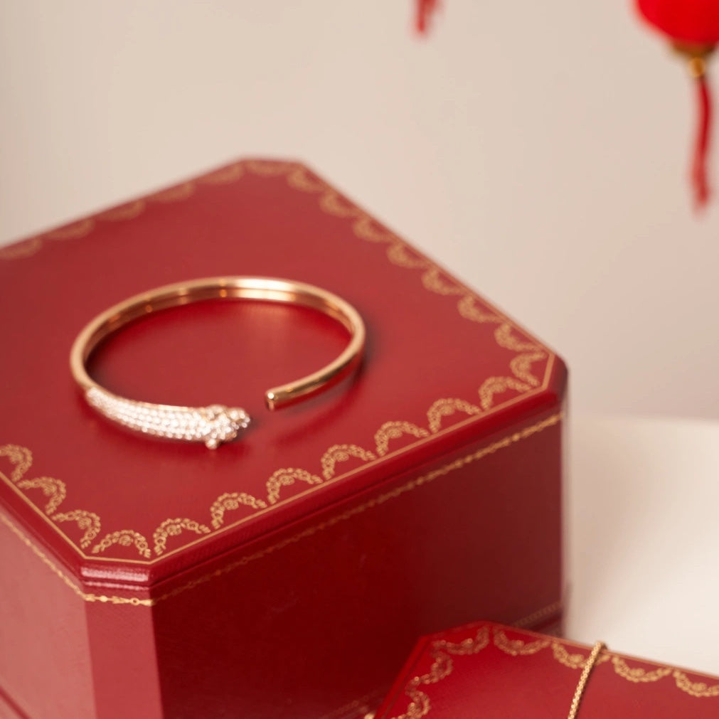 [Royal Top]PANTHERE ROSE GOLD DIAMOND OPEN BRACELET