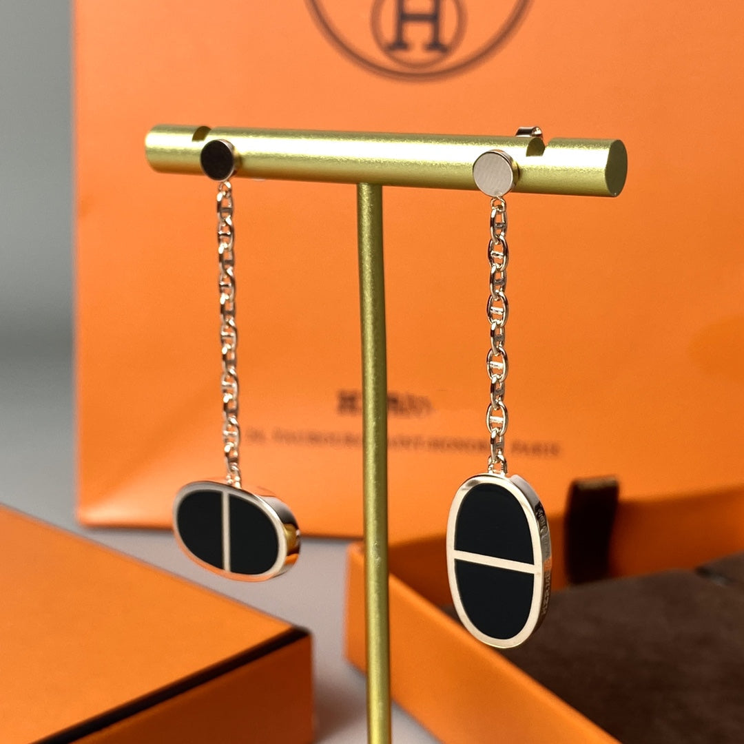 [Royal Top]CHAINE VERSO BLACK CERAMIC EARRINGS
