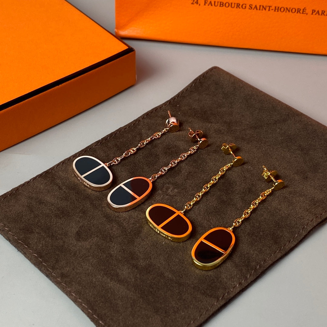 [Royal Top]CHAINE VERSO BLACK CERAMIC EARRINGS