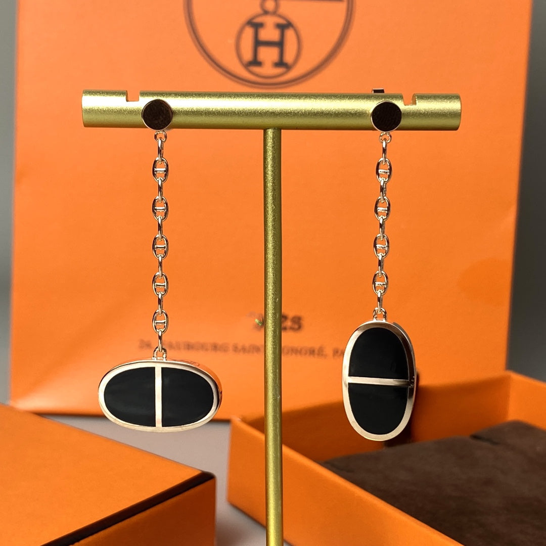 [Royal Top]CHAINE VERSO BLACK CERAMIC EARRINGS