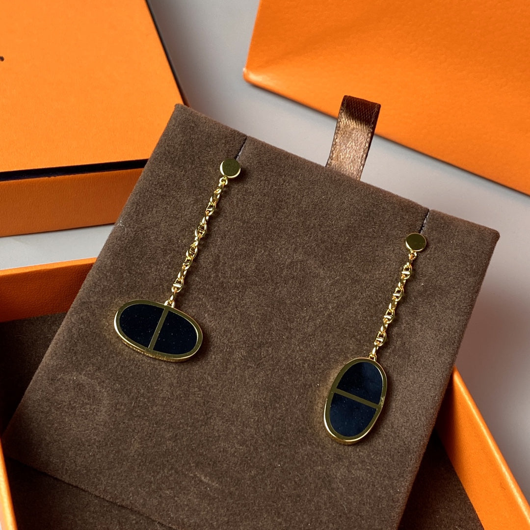 [Royal Top]CHAINE VERSO BLACK CERAMIC EARRINGS