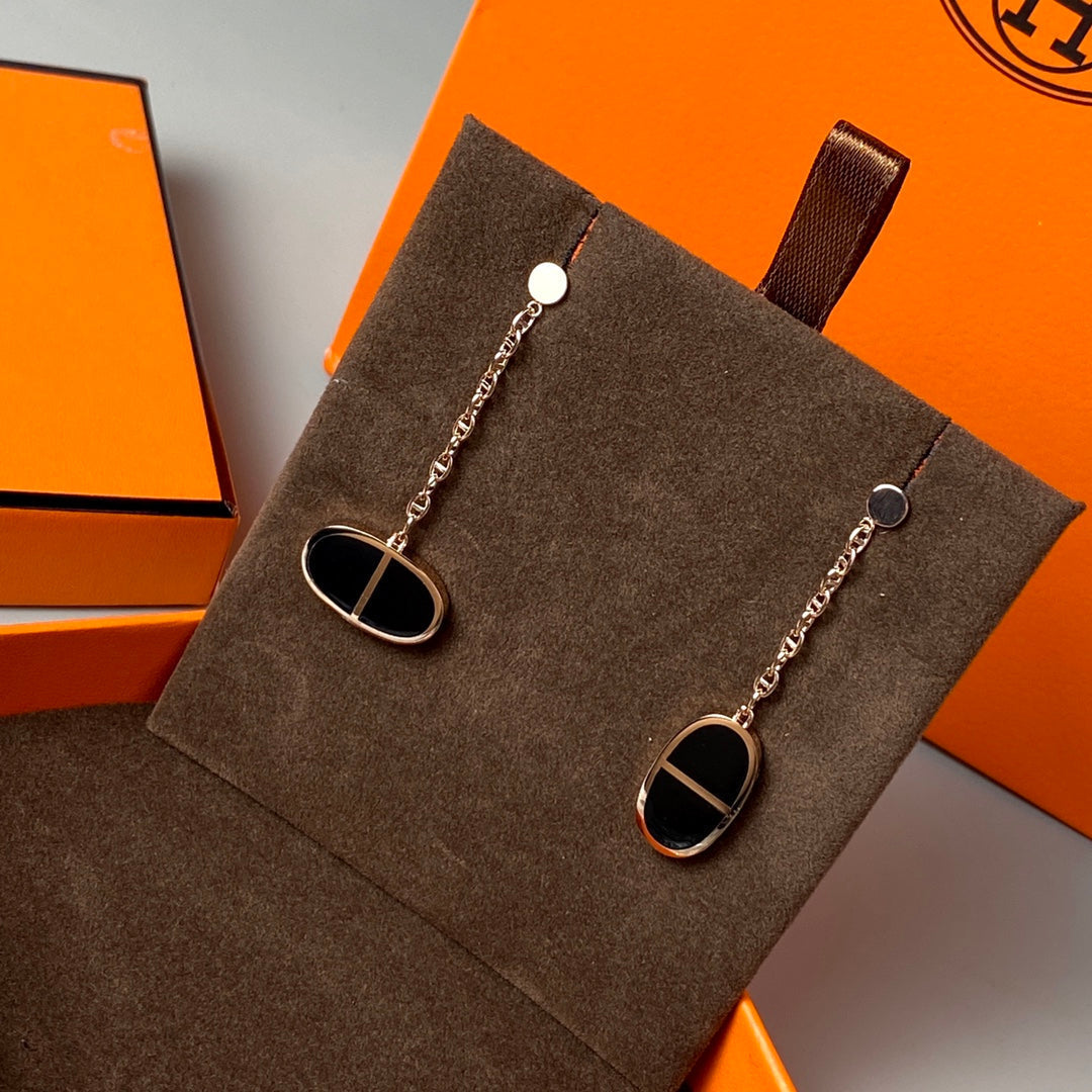 [Royal Top]CHAINE VERSO BLACK CERAMIC EARRINGS