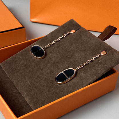 [Royal Top]CHAINE VERSO BLACK CERAMIC EARRINGS