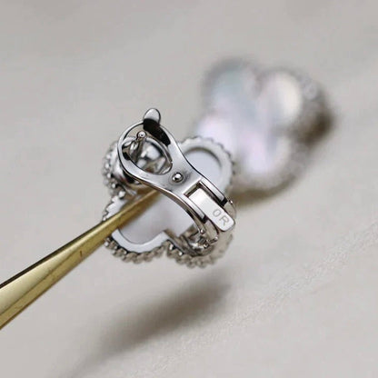 [Royal Top]CLOVER MEDIUM 1 MOTIFS  WHITE MOP EARRINGS SILVER