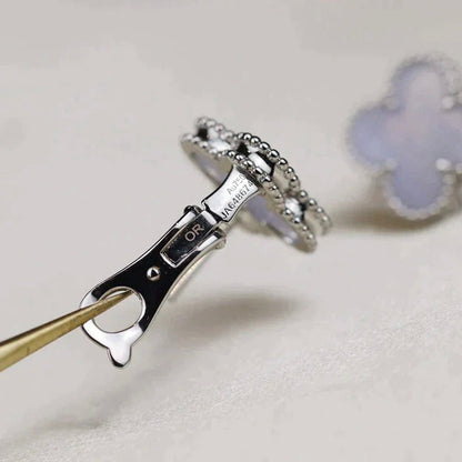 [Royal Top]CLOVER MEDIUM 1 MOTIFS  WHITE MOP EARRINGS SILVER