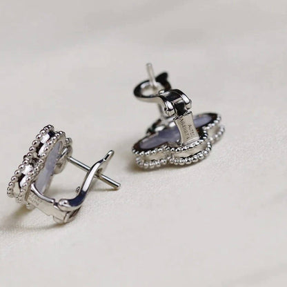 [Royal Top]CLOVER MEDIUM 1 MOTIFS  WHITE MOP EARRINGS SILVER