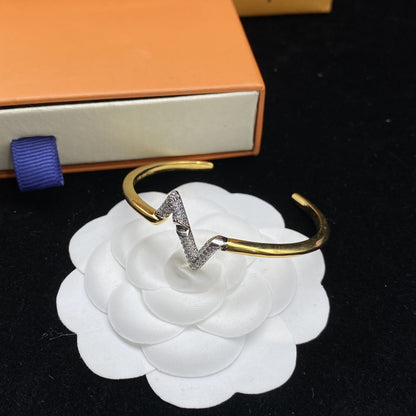 [Royal Top]VOLTE UPSITE DOWN DIAMOND GOLD OPEN BRACELET