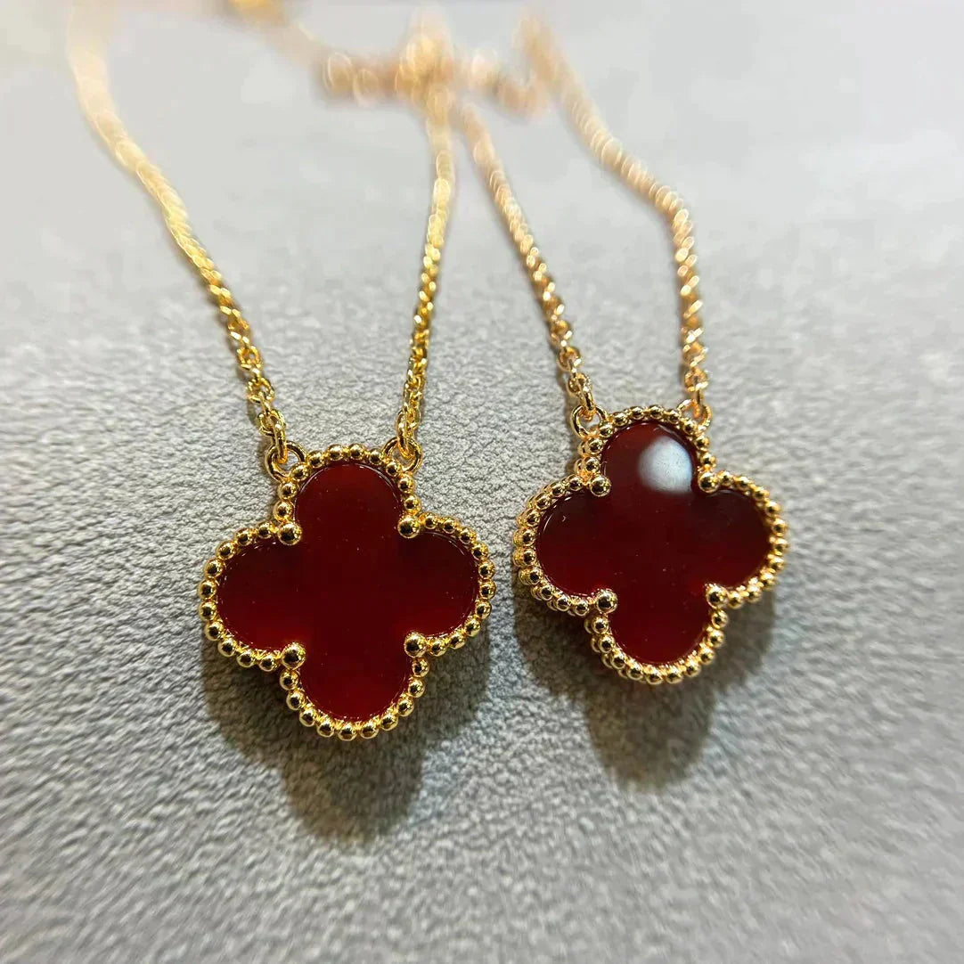 [Royal Top]CLOVER 15MM CARNELIAN SINGLE FLOWER NECKLACE