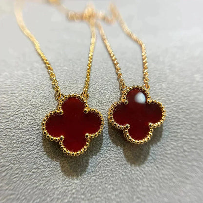 [Royal Top]CLOVER 15MM CARNELIAN SINGLE FLOWER NECKLACE