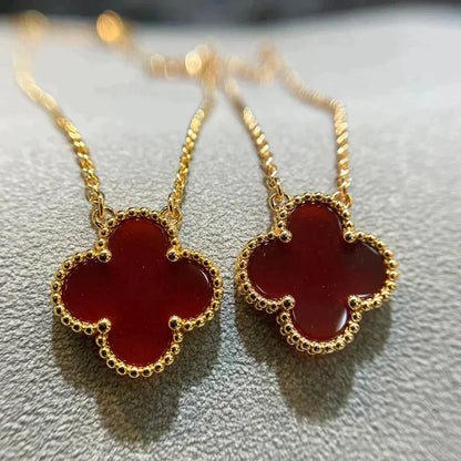[Royal Top]CLOVER 15MM CARNELIAN SINGLE FLOWER NECKLACE