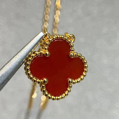 [Royal Top]CLOVER 15MM CARNELIAN SINGLE FLOWER NECKLACE