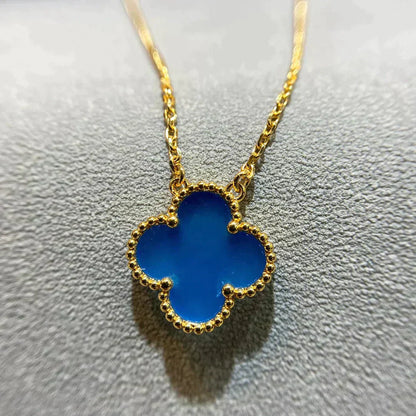 [Royal Top]CLOVER 15MM BLUE AGATE NECKLACE