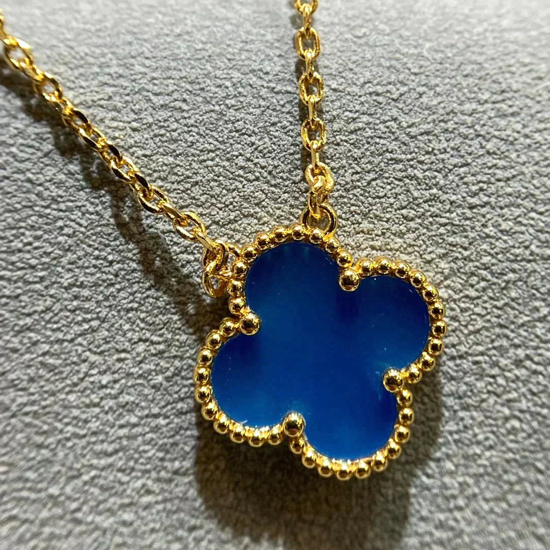 [Royal Top]CLOVER 15MM BLUE AGATE NECKLACE