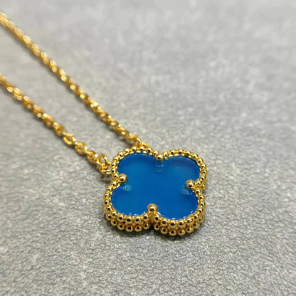 [Royal Top]CLOVER 15MM BLUE AGATE NECKLACE