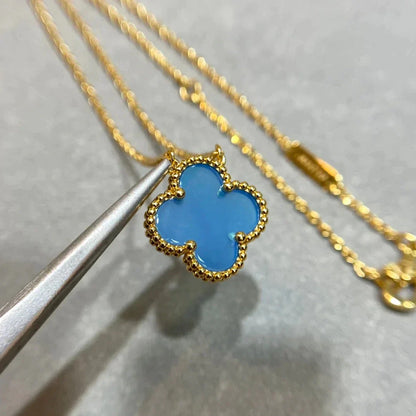 [Royal Top]CLOVER 15MM BLUE AGATE NECKLACE