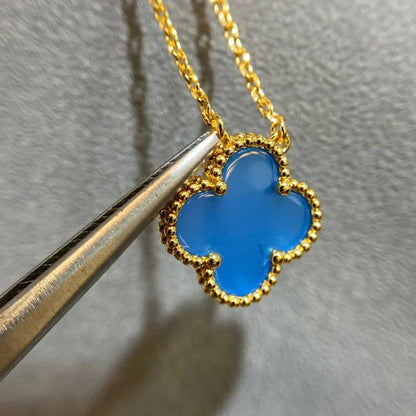 [Royal Top]CLOVER 15MM BLUE AGATE NECKLACE