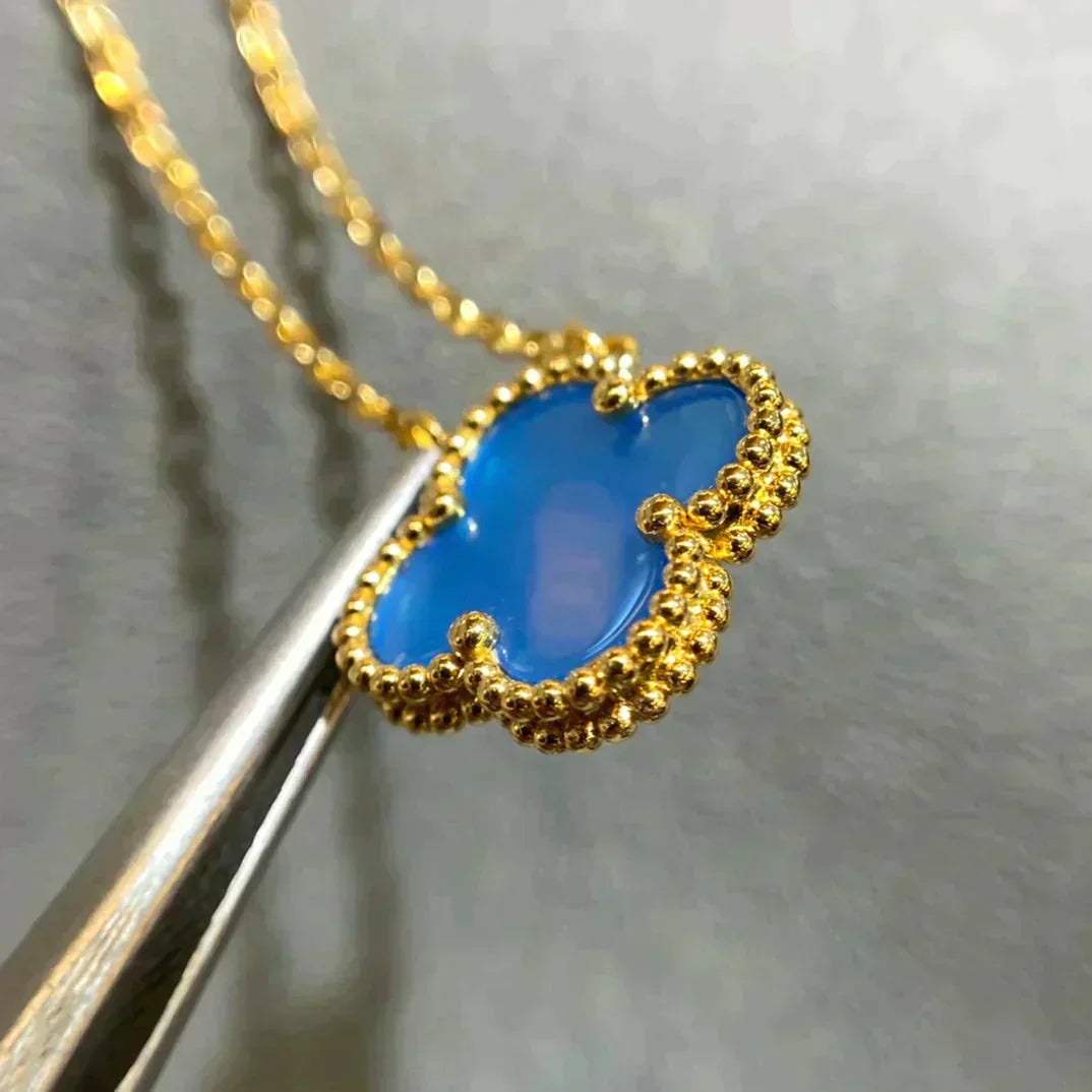 [Royal Top]CLOVER 15MM BLUE AGATE NECKLACE
