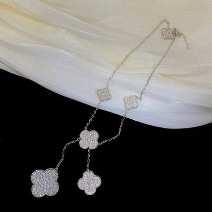 [Royal Top]CLOVER 5 MOTIFS SILVER DIAMONDS NECKLACE