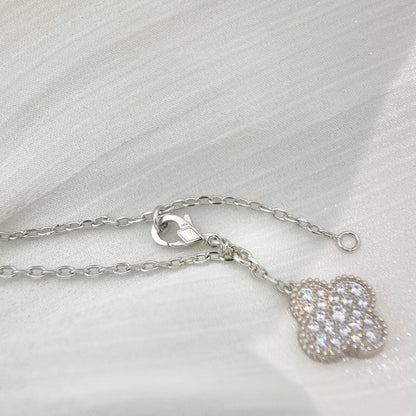 [Royal Top]CLOVER 5 MOTIFS SILVER DIAMONDS NECKLACE