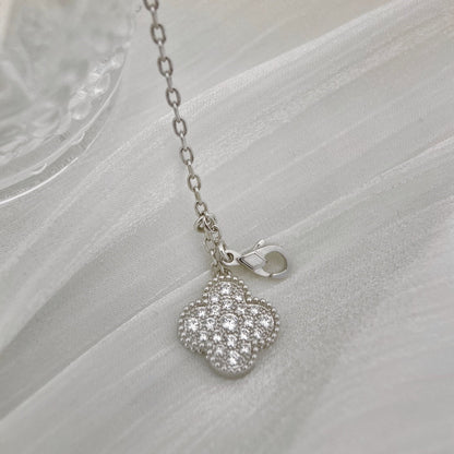 [Royal Top]CLOVER 5 MOTIFS SILVER DIAMONDS NECKLACE