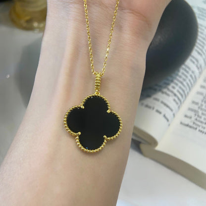 [Royal Top]CLOVER 25MM NECKLACE GOLD ONYX