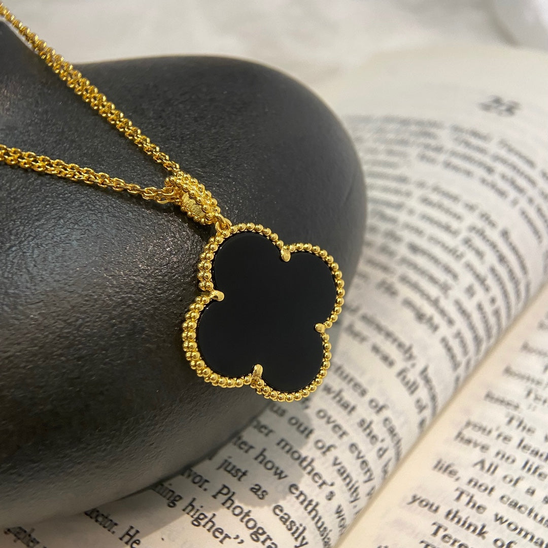 [Royal Top]CLOVER 25MM NECKLACE GOLD ONYX