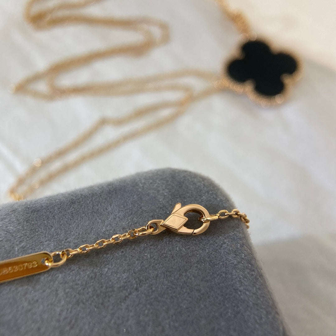 [Royal Top]CLOVER 25MM NECKLACE GOLD ONYX