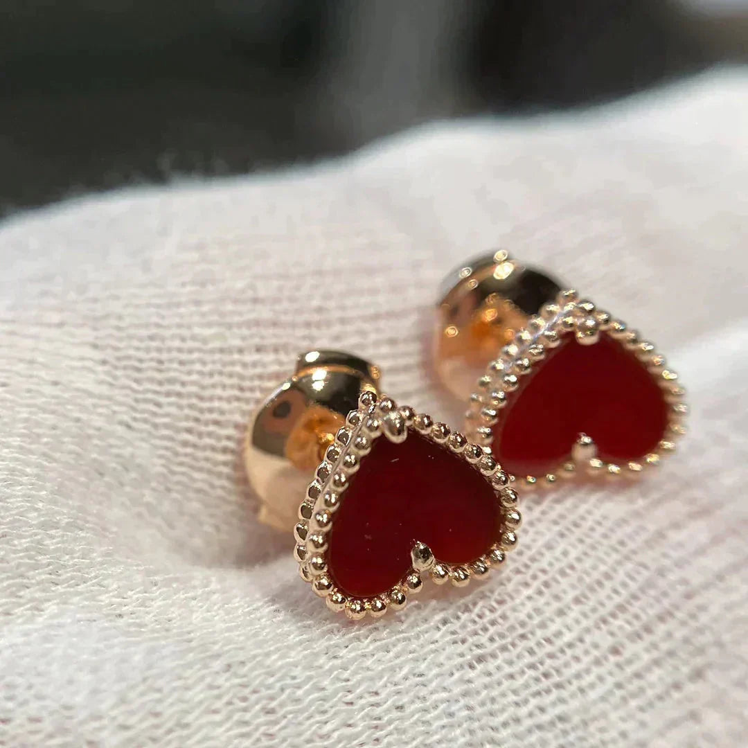 [Royal Top]HEART CARNELIAN STUD EARRINGS