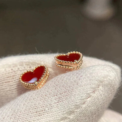 [Royal Top]HEART CARNELIAN STUD EARRINGS