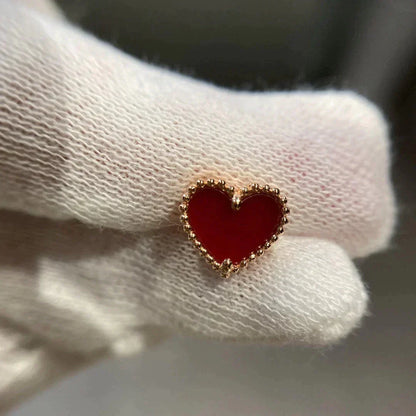 [Royal Top]HEART CARNELIAN STUD EARRINGS