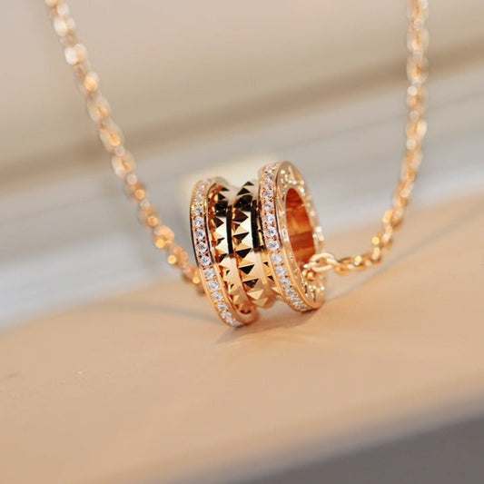 [Royal Top]ZERO 1 ROCK PEDANT PINK GOLD NECKLACE