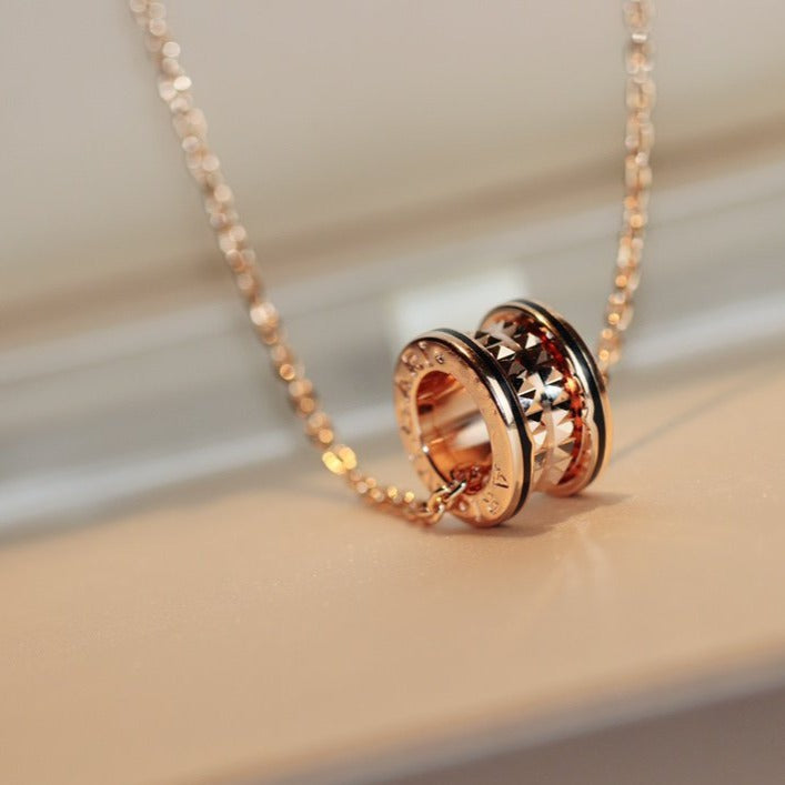 [Royal Top]ZERO 1 ROCK PEDANT PINK GOLD BLACK NECKLACE