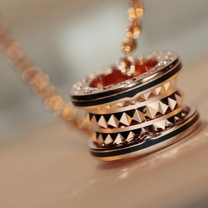 [Royal Top]ZERO 1 ROCK PEDANT PINK GOLD BLACK NECKLACE