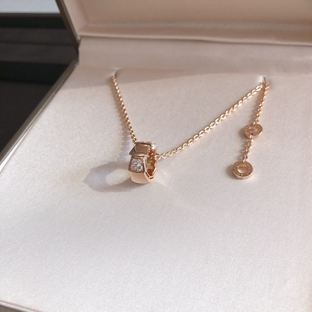 [Royal Top]SERPENTI PEDANT DIAMOND PINK GOLD NECKLACE